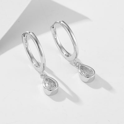 Raindrop Zircon Hoop Earrings