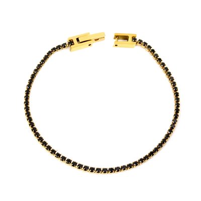 Midnight Aura – Black Crystal & Gold Clasp Bracelet