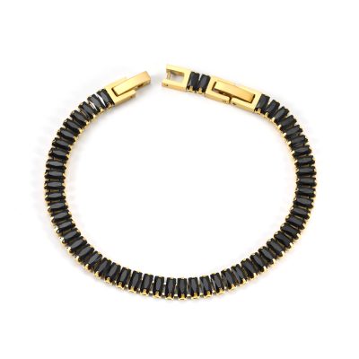 Noir Gleam – Rectangle Black Diamond Bracelet