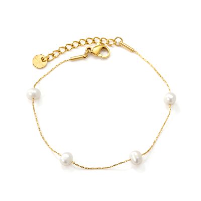 Pearl Grace – Golden Freshwater Bead Bracelet