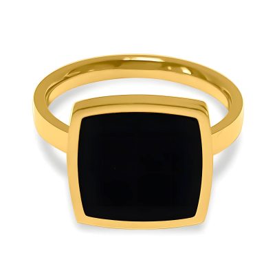 Radiant Minimalist Ring – Black & Gold