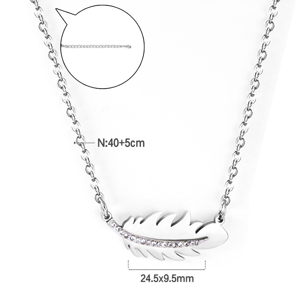 Silver Drift Feather Pendant Necklace - Image 2