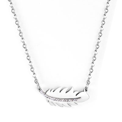 Silver Drift Feather Pendant Necklace