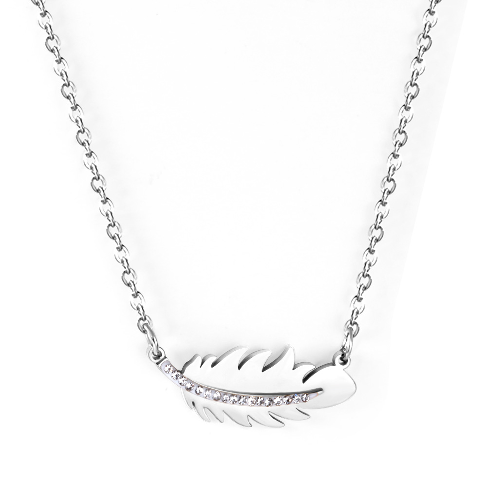 Silver Drift Feather Pendant Necklace