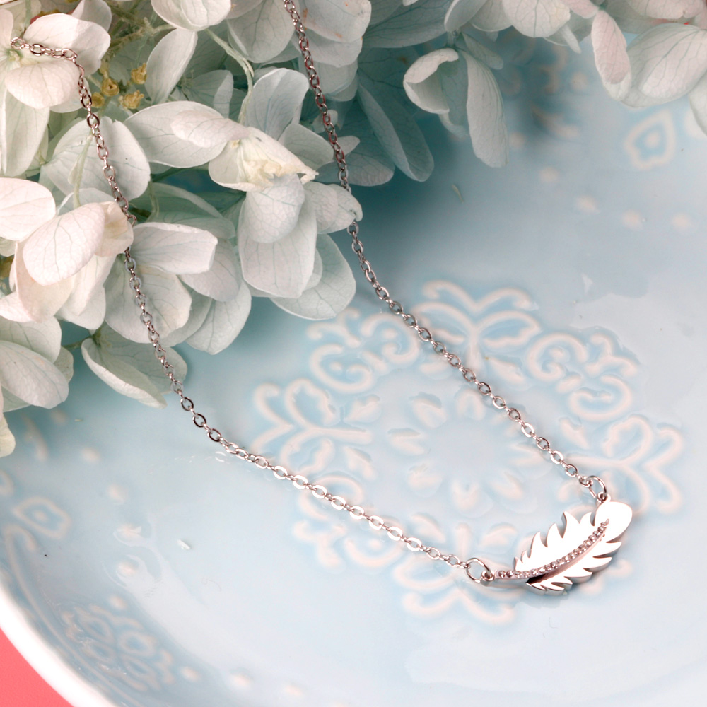 Silver Drift Feather Pendant Necklace - Image 3
