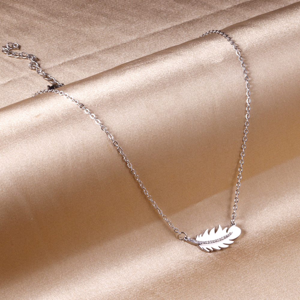 Silver Drift Feather Pendant Necklace - Image 4