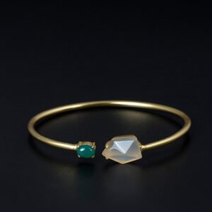 Chalcedony Open Cuff 925 Sterling Silver Bangle