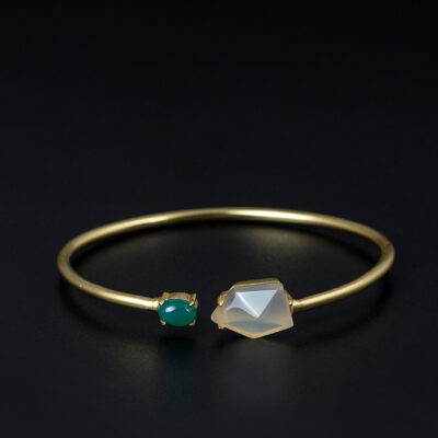 Chalcedony Open Cuff 925 Sterling Silver Bangle