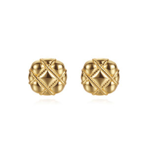 Vintage Geometric Gold-Tone 925 Sterling Silver Stud Earrings