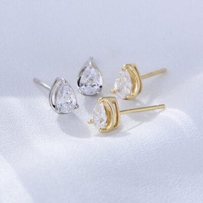 Teardrop Crystal 925 Sterling Silver Stud Earrings