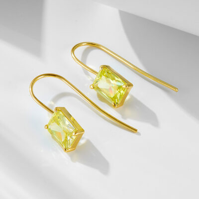 Yellow Crystal Hook 925 Sterling Silver Earrings