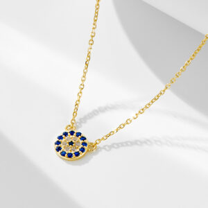 Blue Evil Eye 925 Sterling Silver Pendant Necklace