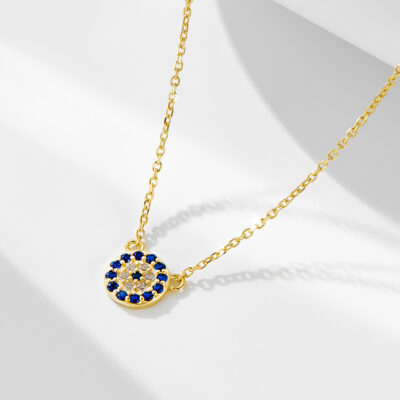 Blue Evil Eye 925 Sterling Silver Pendant Necklace
