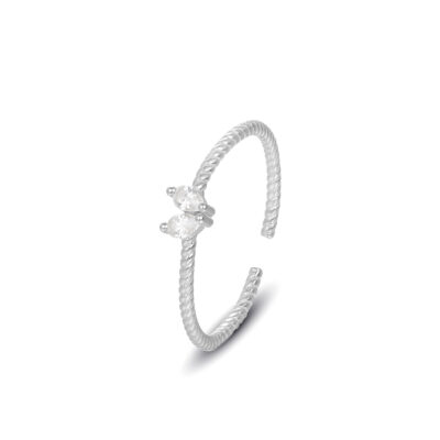 Crystal Bow 925 Sterling Silver Open Ring