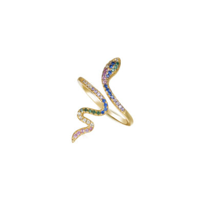 Rainbow Snake Wrap 925 Sterling Silver Ring