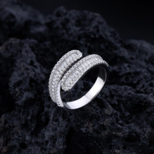 Pavé Double-Band 925 Sterling Silver Statement Ring