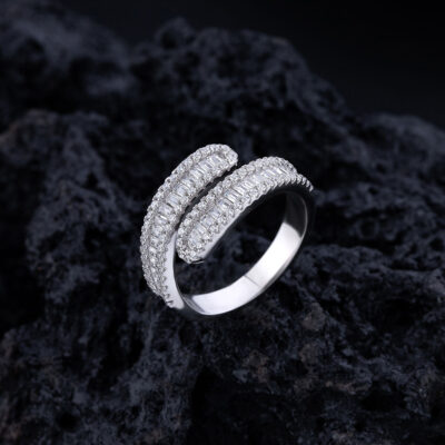 Pavé Double-Band 925 Sterling Silver Statement Ring