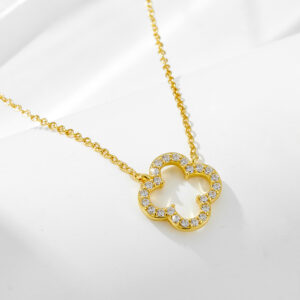 Four-Leaf Clover Zircon 925 Sterling Silver Jewellery Set