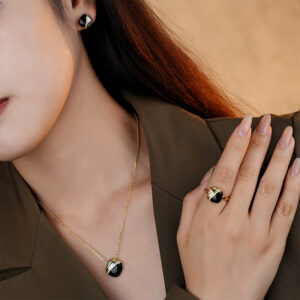 Black Square 925 Sterling Silver Jewellery Set